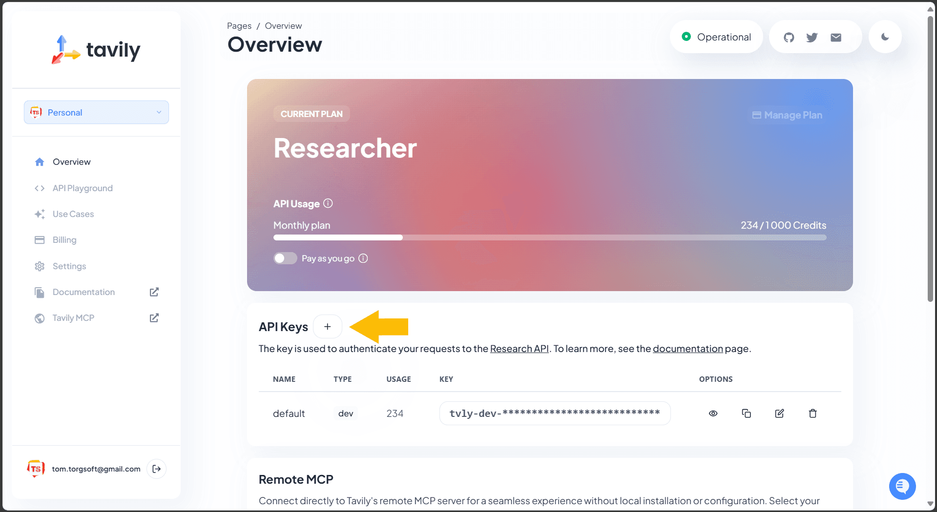 Інструкція налаштування API Tavily